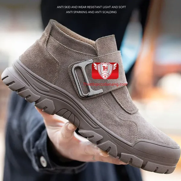 Giày chống đinh thể thao chất liệu da bò không dây cổ thấp kiểu dáng đẹp, thời trang VA22