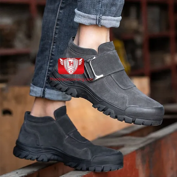 Giày chống đinh thể thao chất liệu da bò không dây cổ thấp kiểu dáng đẹp, thời trang VA22