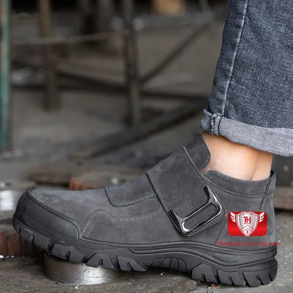 Giày chống đinh thể thao chất liệu da bò không dây cổ thấp kiểu dáng đẹp, thời trang VA22