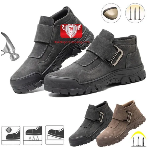 Giày chống đinh thể thao chất liệu da bò không dây cổ thấp kiểu dáng đẹp, thời trang VA22