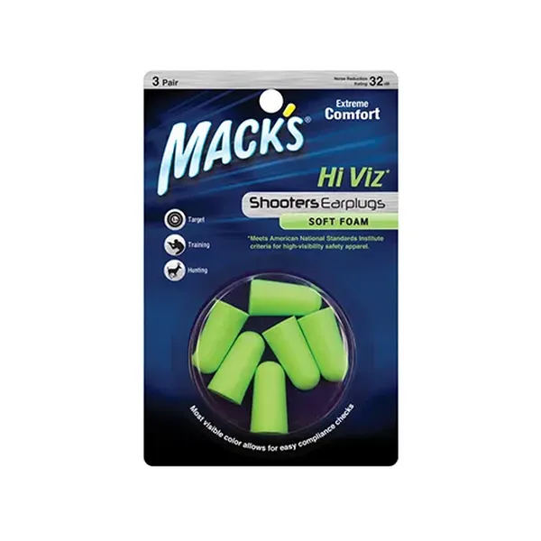 Nút tai chống ồn Mack's 3 cặp loại Hi Viz