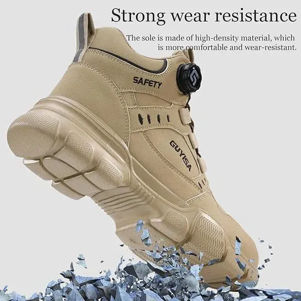 Giày Bảo Hộ Đi Phượt Cổ Cao Khóa Vặn Mũi Thép Đế Kevlar VA14N-MID