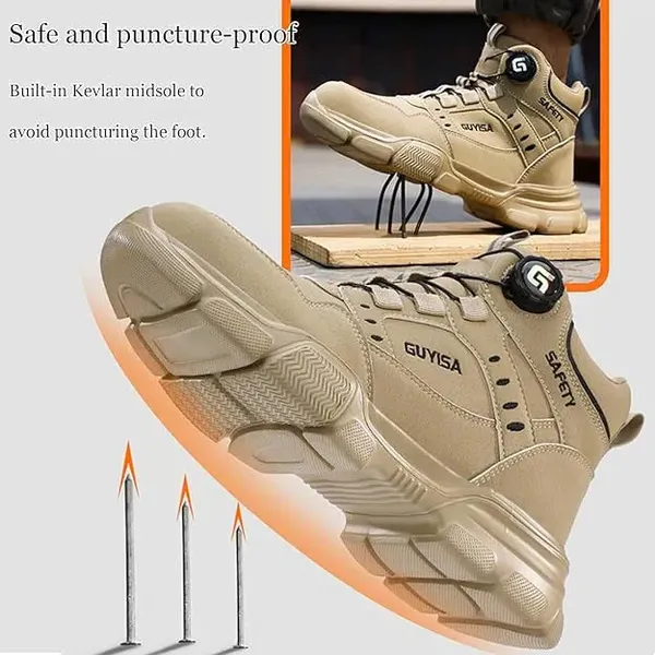 Giày Bảo Hộ Đi Phượt Cổ Cao Khóa Vặn Mũi Thép Đế Kevlar VA14N-MID