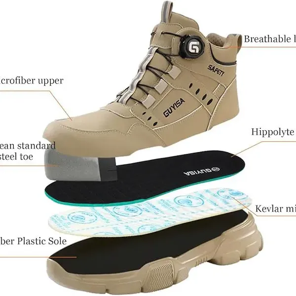 Giày Bảo Hộ Đi Phượt Cổ Cao Khóa Vặn Mũi Thép Đế Kevlar VA14N-MID