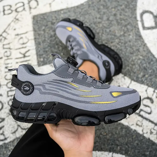 Giày Chống Đinh Thời Trang VA19 Đen - Xám Thiết Kế Khóa Vặn Cao Cấp