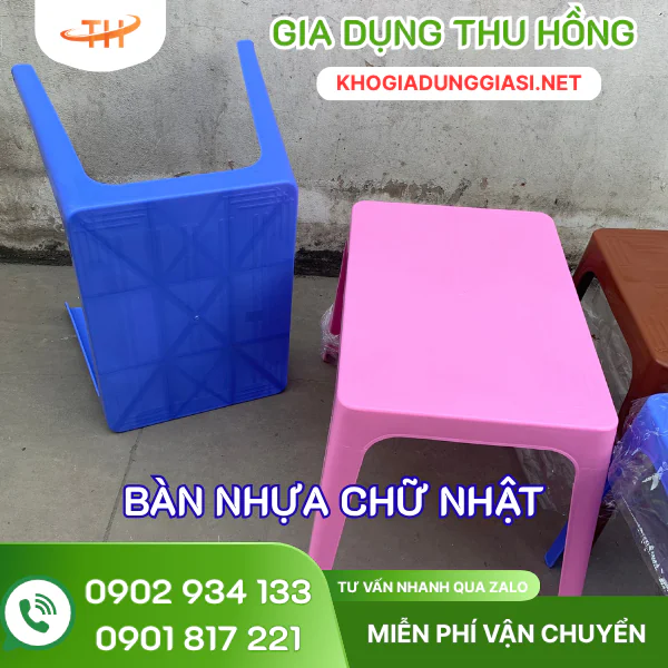Bàn nhựa chữ nhật Bàn nhựa chữ nhật 4 chân