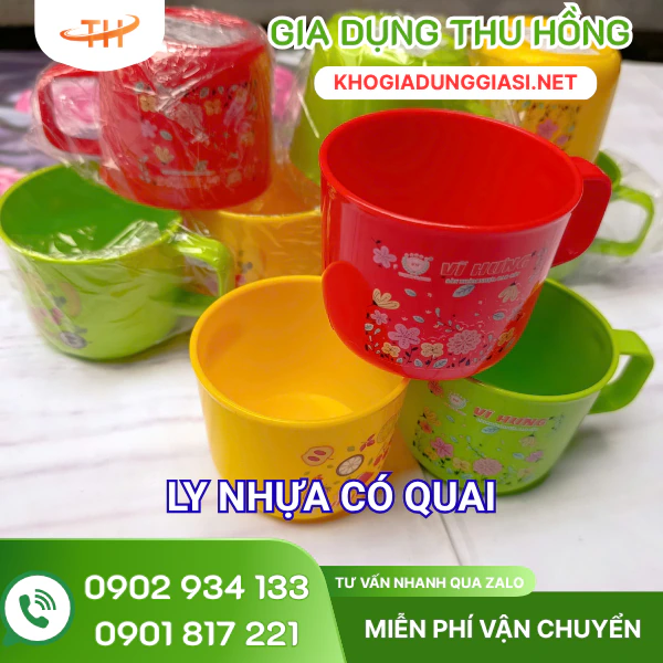 Ly nhựa có quai đủ loại bán sỉ tại Thu Hồng Bán sỉ ly nhựa có quai giá rẻ, đủ màu, đủ kiểu