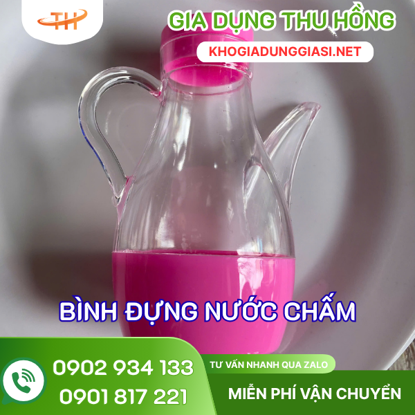 Bình nước chấm có tay cầm chắc chắn Bình đựng nước mắm, nước tương có tay cầm