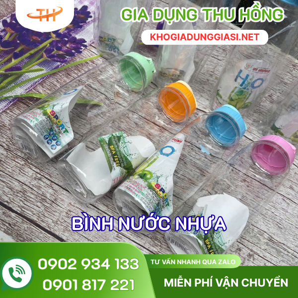Bình nước nhựa Bình uống nước có nắp cho học sinh, nhân viên đi làm