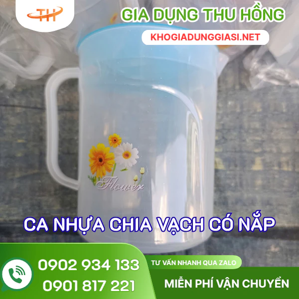 Ca nhựa trong chia vạch có nắp Ca nhựa trong chia vạch có nắp
