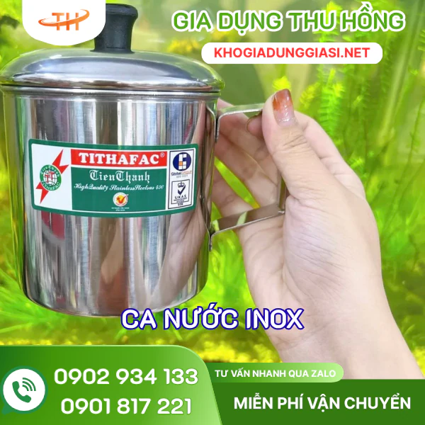 Ca nước inox có nắp bền tốt Ca nước inox có nắp bền tốt không gỉ sét