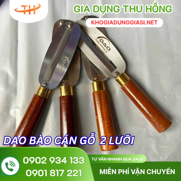 Dao bào gọt vỏ cán gỗ hai lưỡi Dao bào cán gỗ 2 lưỡi thép không gỉ cao cấp