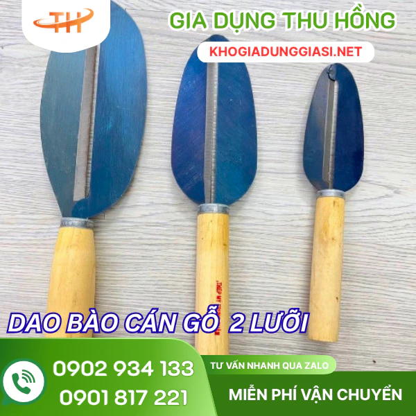 Dao bào gọt vỏ cán gỗ hai lưỡi Dao bào gọt vỏ cán gỗ 2 lưỡi giá sỉ rẻ tại TPHCM