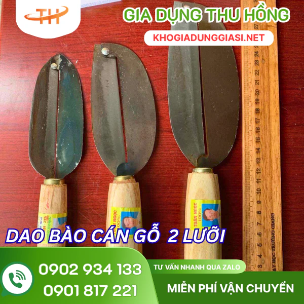 Dao bào gọt vỏ cán gỗ hai lưỡi Dao bào gọt vỏ cán gỗ 2 lưỡi nhiều size