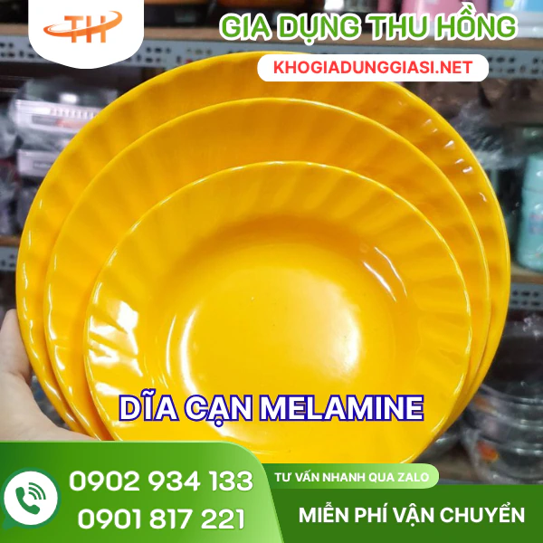 Dĩa cạn nhựa melamine Dĩa nhựa cạn melamine đựng món khô - chiên - xào