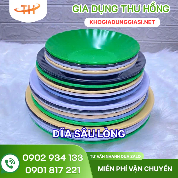 Dĩa nhựa sâu lòng Dĩa nhựa sâu lòng giá sỉ sẵn kho nhiều màu