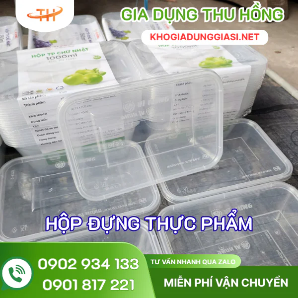 Hộp chữ nhật 1000ml Hộp nhựa chữ nhật thực phẩm dung tích 1000ml