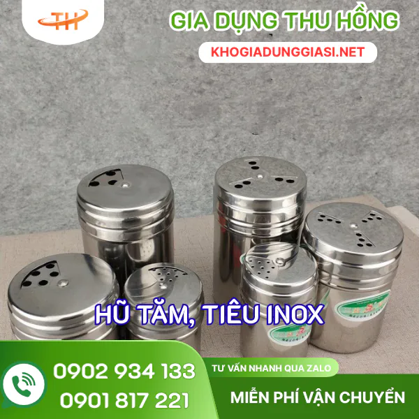 Hũ tiêu tăm inox có lỗ Hũ tiêu tăm inox có lỗ