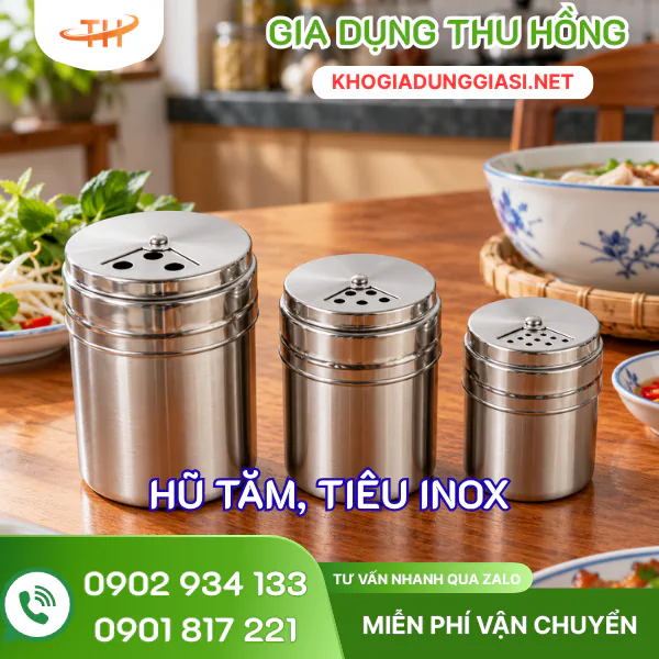 Hũ tiêu tăm inox nhiều kích cỡ Hũ tiêu tăm inox nhiều kích cỡ