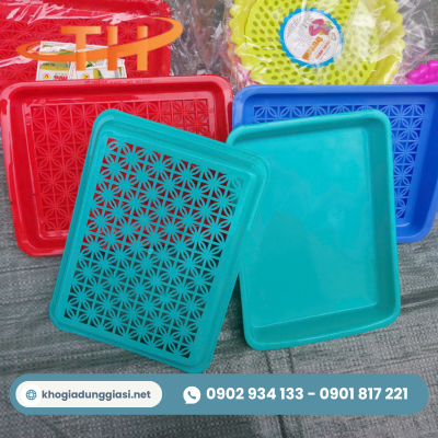 Khay ly úp nhựa chứ nhật màu xanh Khay ly úp nhựa chứ nhật màu xanh