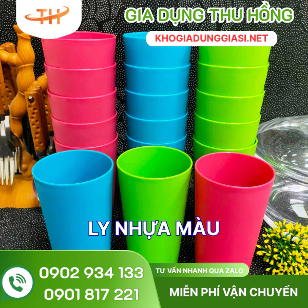 Ly nhựa không quai hàng sẵn kho Thu Hồng Kho sỉ ly nhựa không quai đủ màu, giao hàng toàn quốc
