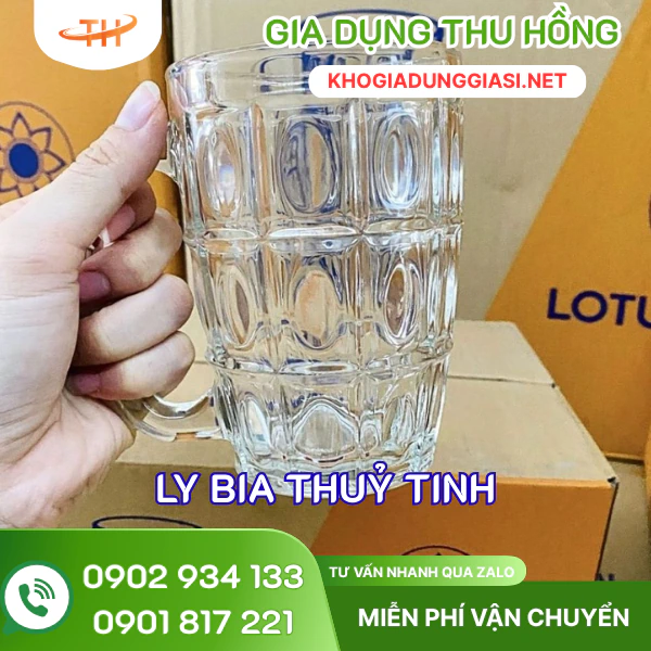 Ly bia thuỷ tinh Ly bia thuỷ tinh trong suốt dễ quan sát