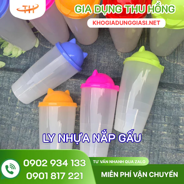Ly nhựa nắp tai gấu Ly nhựa nắp tai gấu uống cafe, trà sữa