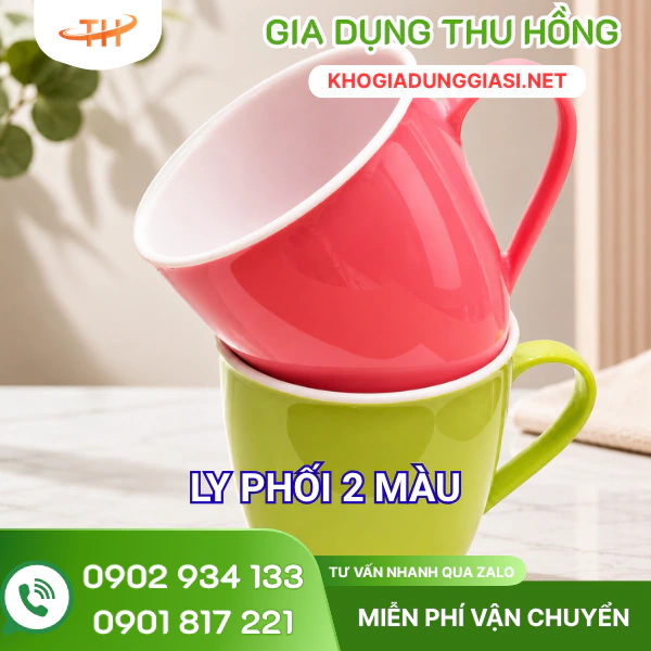 Ly nhựa tròn phối 2 màu Ly nhựa tròn nhiều màu cho gia đình