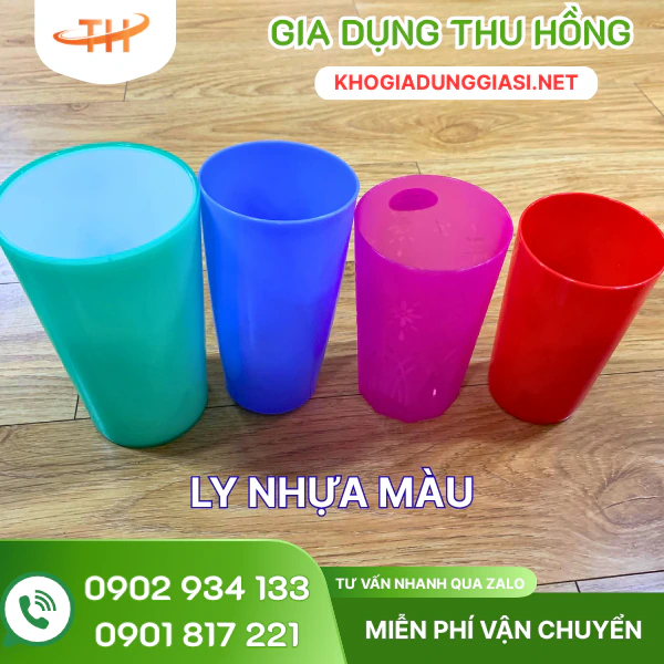 Ly nhựa màu không quai Ly nhựa uống nước không quai nhiều mẫu