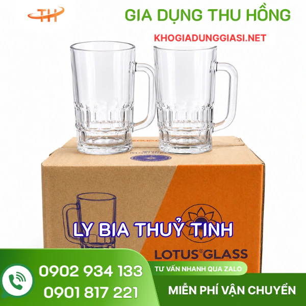 Ly bia thuỷ tinh Ly uống bia thuỷ tinh cầm tay cao cấp