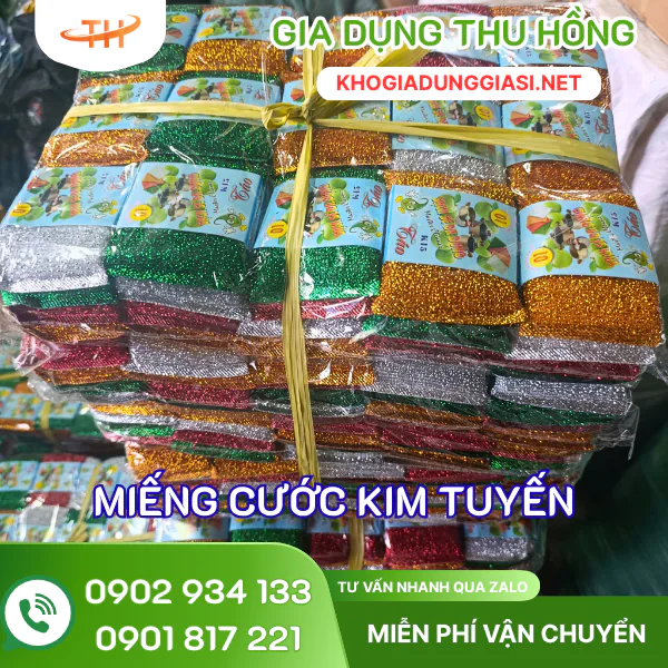 Miếng cước kim tuyến rửa chén set 4 cái Miếng cước kim tuyến rửa chén set 4 cái