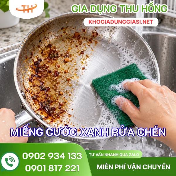 Miếng cước xanh rửa chén chà xoong nồi siêu sạch Miếng cước xanh rửa chén chà xoong nồi siêu sạch