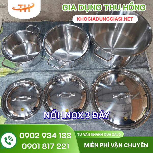 Nồi inox 3 đáy Mua sỉ nồi inox 3 đáy tại Thu Hồng giao toàn quốc