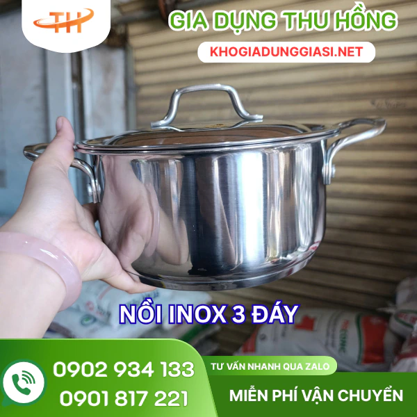 Nồi inox 3 đáy Nồi inox 3 lớp đáy dày dặn