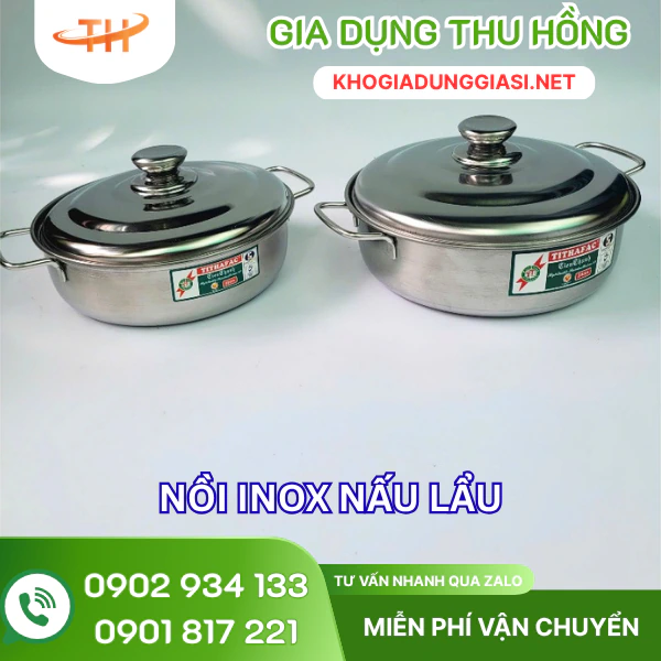 Nồi lẩu inox nhiều kích thước Nồi lẩu inox nhiều kích thước