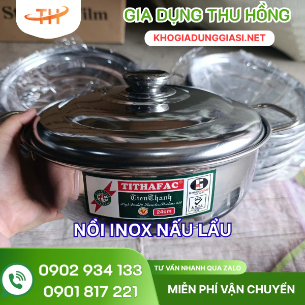 Nồi lẩu inox Nồi lẩu inox sáng bóng cho gia đình, quán ăn