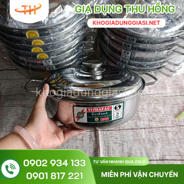 Nồi lẩu Tithafac inox 430 sáng bóng đẹp Nồi lẩu inox Tithafac sáng bóng đẹp