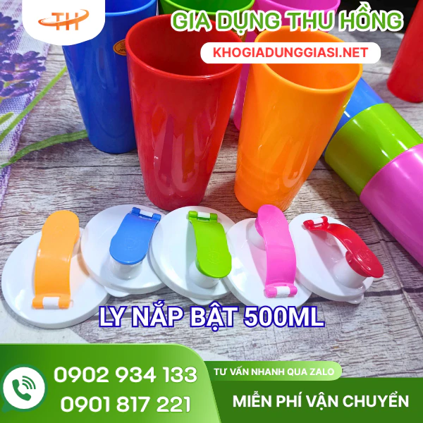 Thu Hồng chuyên sỉ ly nhựa nắp bật 500ml giá sỉ rẻ Nơi mua ly nhựa nắp bật 500ml giá sỉ nhiều màu
