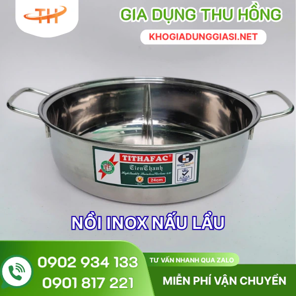 Nồi nấu lẩu inox 2 ngăn Nồi nấu lẩu inox 2 ngăn