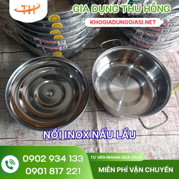 Nồi nấu lẩu inox loại 1 ngăn Nồi nấu lẩu inox loại 1 ngăn