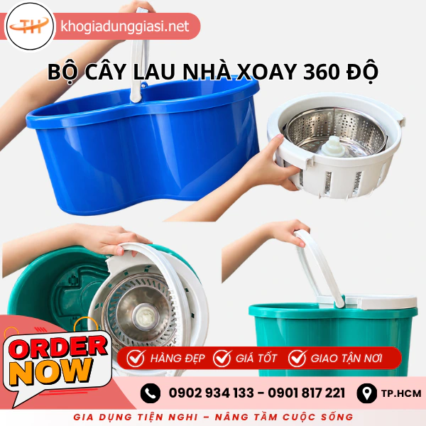 BỘ CÂY LAU NHÀ XOAY 360 ĐỘ