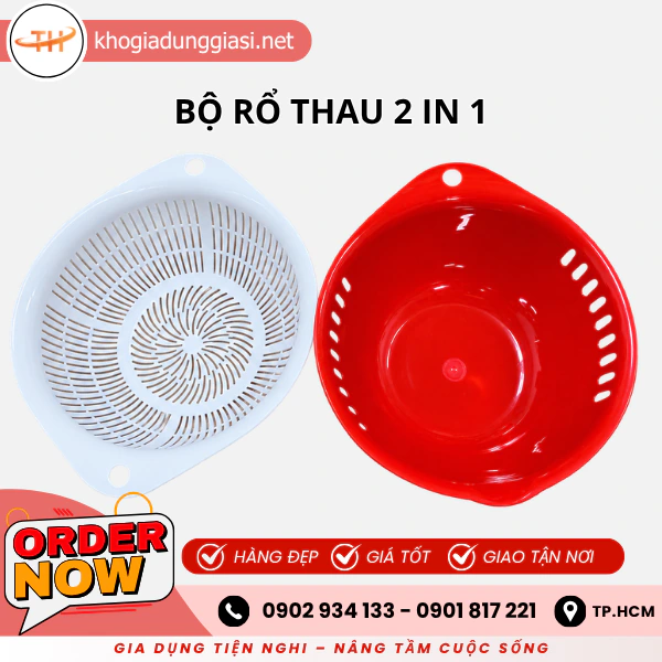 BỘ RỔ THAU NHỰA 2 IN 1