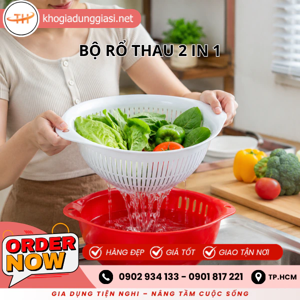 BỘ RỔ THAU NHỰA 2 IN 1