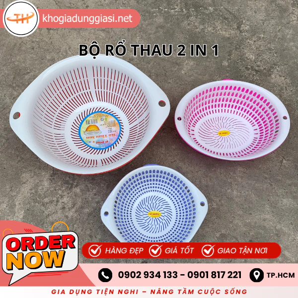 BỘ RỔ THAU NHỰA 2 IN 1