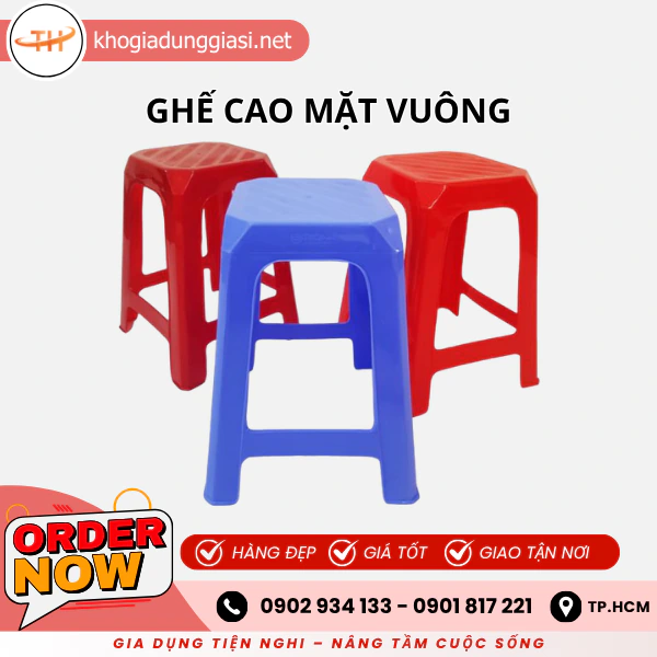 GHẾ CAO MẶT VUÔNG