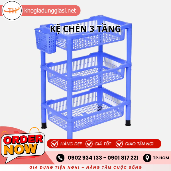 KỆ CHÉN NHỰA 3 TẦNG