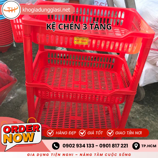 KỆ CHÉN NHỰA 3 TẦNG