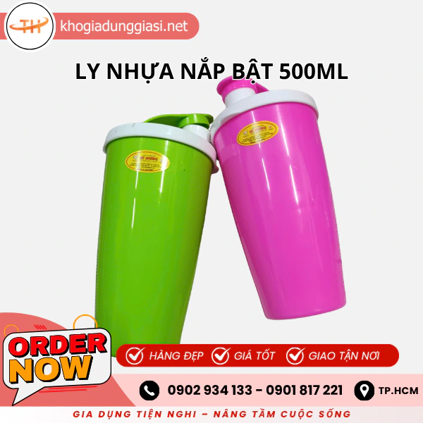 LY NHỰA NẮP BẬT 500ML