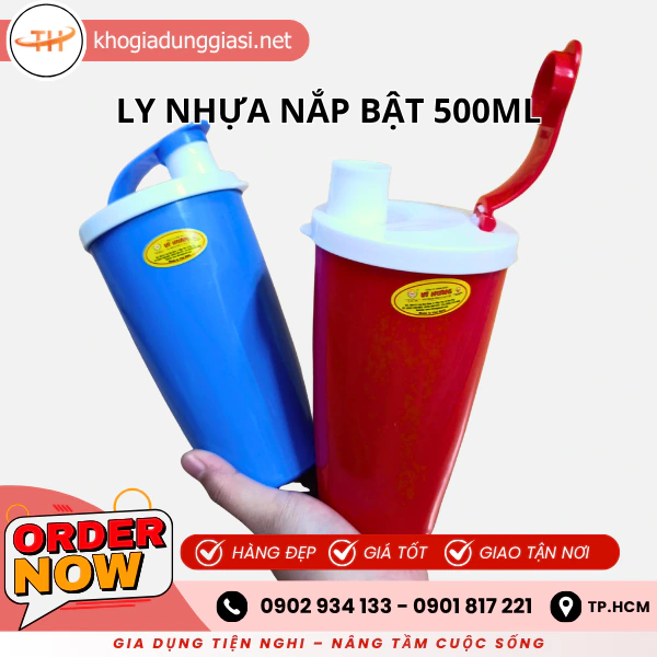 LY NHỰA NẮP BẬT 500ML
