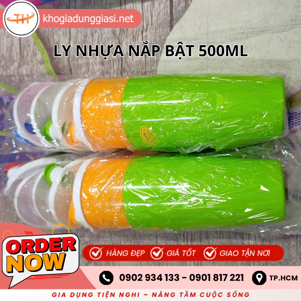 LY NHỰA NẮP BẬT 500ML
